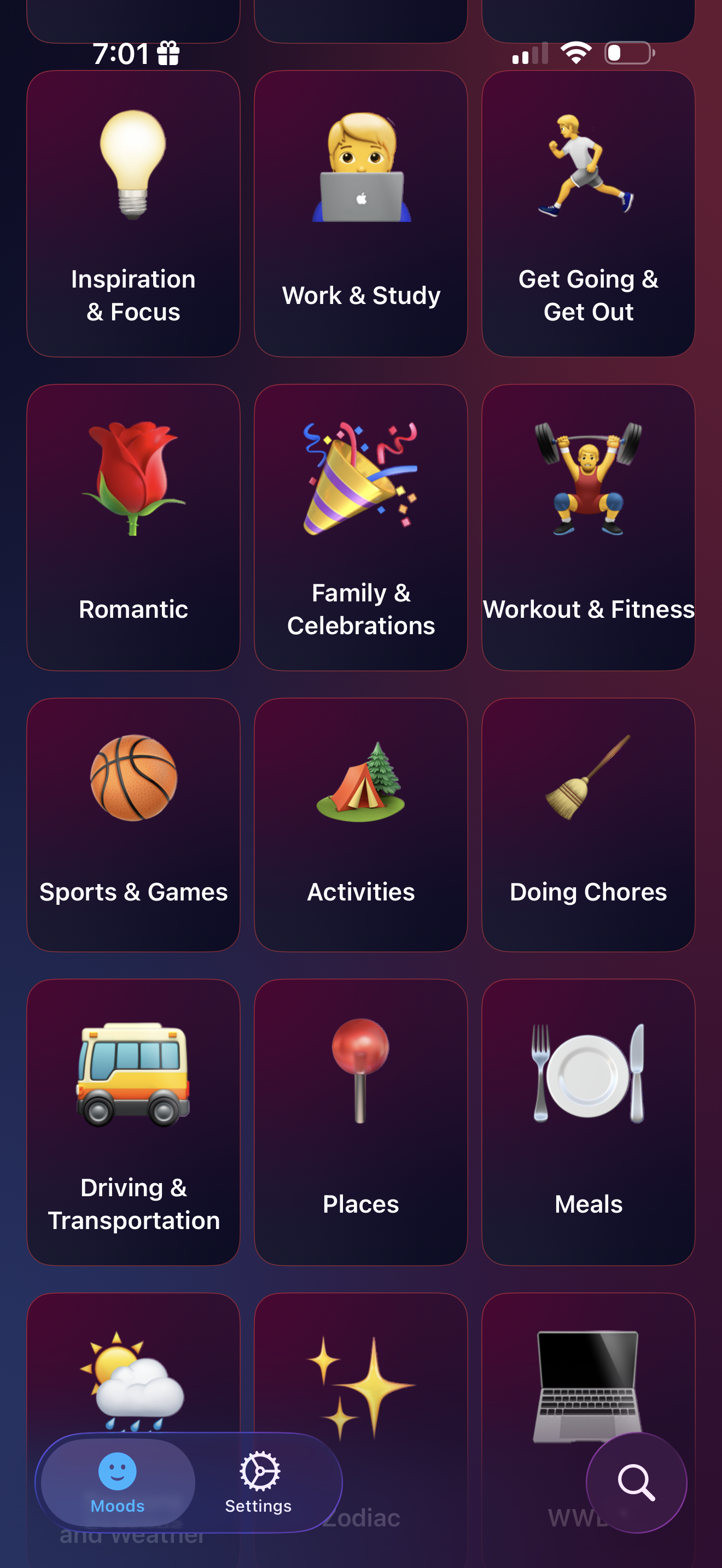 DJ Mood iPhone Category Grid